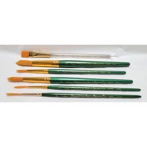 Lot of 6 Princeton Art & Brush Co Lauren Series Clear Green Handle Paint Brushes